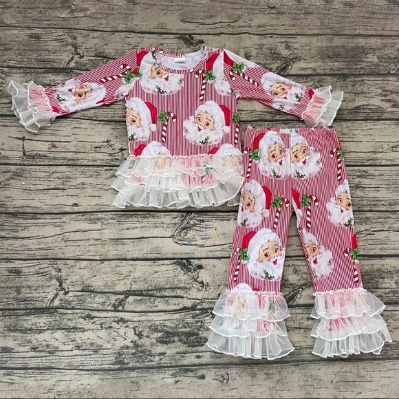 Other - Christmas Cute Santa Claus Ruffle Pants set